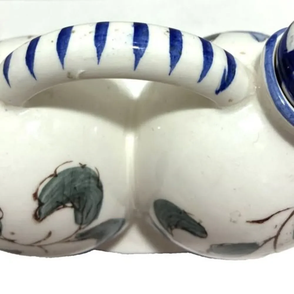 Oil And Vinegar Cruet NASCO Hand Painted Japan Vintage Rooster and Floral Design